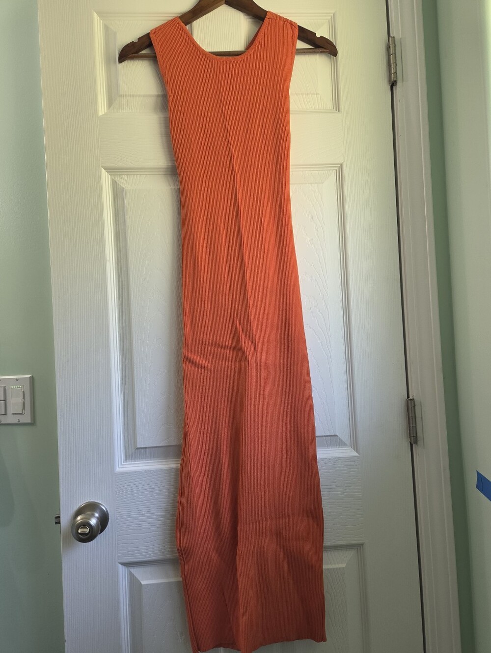 DNA Couture Orange Ribbed Knit Open-Back Cutout Maxi Dress Medium